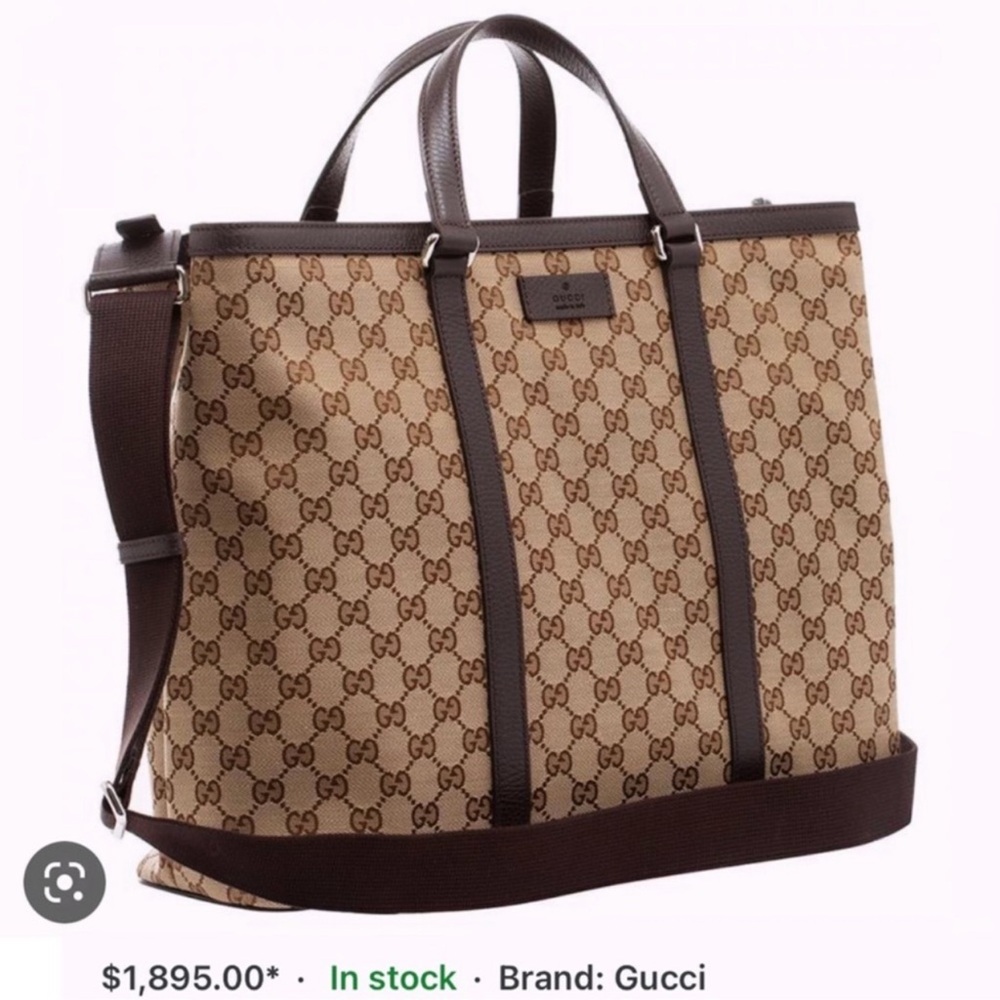 Gucci Tan and Brown Monogram Tote Bag - Picture 12 of 16